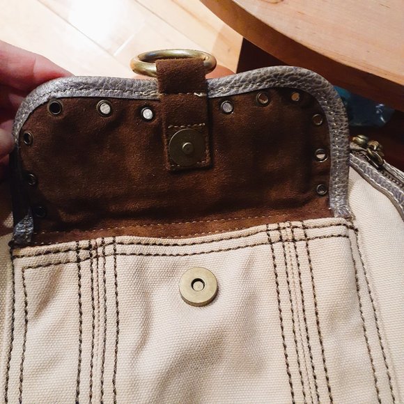 *SALE*KATHY VAN ZEELAND Canvas country studded brass crossbody rustic EUC - Picture 13 of 13